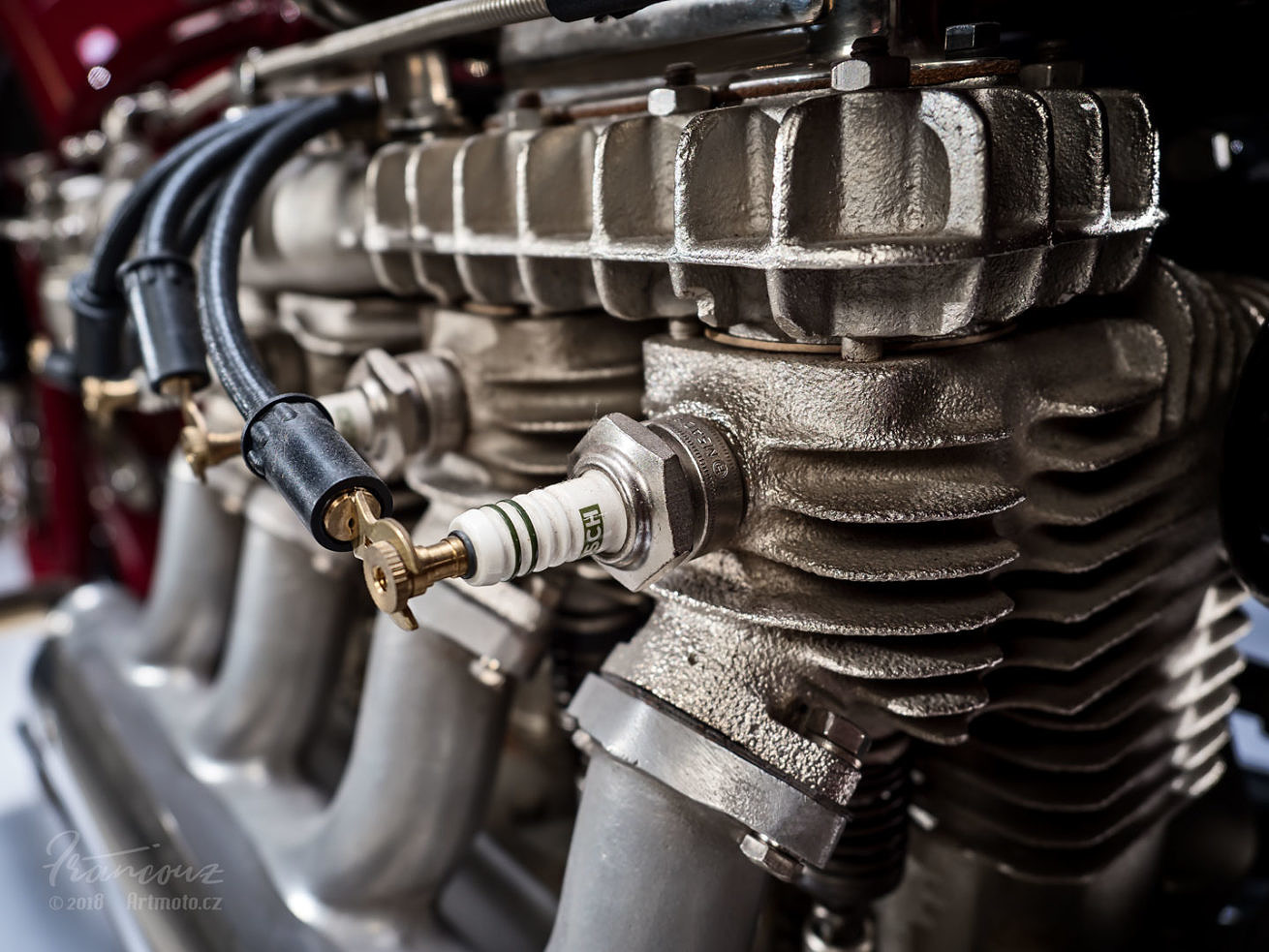 Close up cylinders of Indian Four 1930